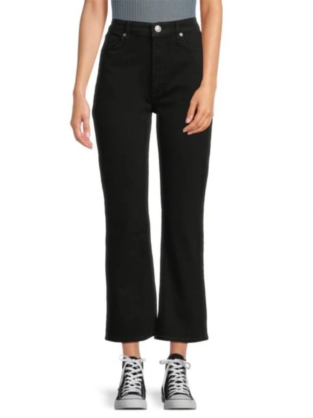 rag & bone Women's Casey High Rise Ankle Flare Jeans in Black Cropped Size 30